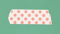 Pink washi tape sticker, polka dot patterned collage element psd