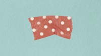 Red washi tape sticker, polka dot patterned collage element psd