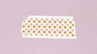 Yellow washi tape sticker, polka dot patterned collage element vector