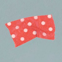 Cute washi tape clipart, pink polka dot pattern design psd