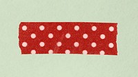 Red washi tape sticker, polka dot patterned collage element psd