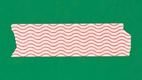 Pattern washi tape clipart, red wave in cute design vector