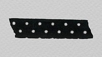 Polka dot washi tape collage element, black pattern design psd