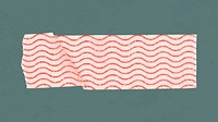 Cute washi tape collage element, red wave pattern vector