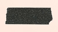 Glitter washi tape collage element, black cute design psd