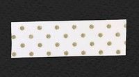 White washi tape sticker, polka dot patterned collage element psd