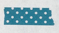 Teal washi tape clipart, polka dot patterned collage element psd