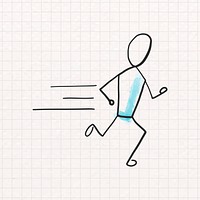 Running man, cartoon doodle psd