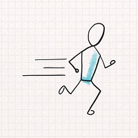 Running man, cartoon doodle vector
