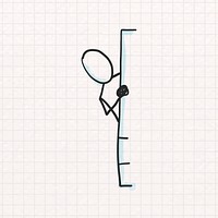 Shy man peeking through the wall, cartoon doodle vector