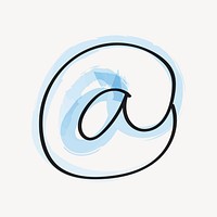 At sign doodle, social media and communication symbol psd