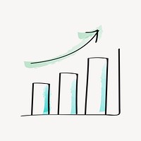 Business success doodle, increase bar chart psd