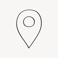 Location pin icon, simple doodle clipart psd