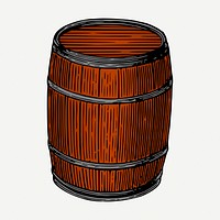 Barrel collage element, vintage object illustration psd. 