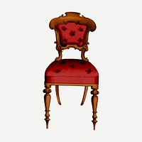 Chair collage element, vintage furniture illustration psd. Free public domain CC0 image.