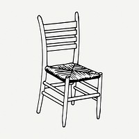 Chair drawing, vintage furniture illustration psd. Free public domain CC0 image.