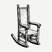 Rocking chair drawing, vintage furniture illustration psd. Free public domain CC0 image.