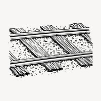 Railway track clipart, vintage transportation illustration vector. Free public domain CC0 image.
