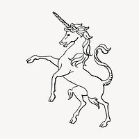 Rearing unicorn clipart, magical creature illustration vector. Free public domain CC0 image.