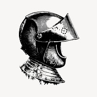 Knight helmet clipart, medieval illustration vector. Free public domain CC0 image.