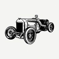 Vintage racing car drawing, vehicle illustration psd. Free public domain CC0 image.