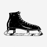 Figure skates drawing, vintage shoes illustration. Free public domain CC0 image.