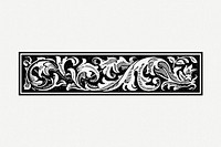 Floral ornament divider drawing, vintage border illustration psd. Free public domain CC0 image.