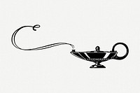 Magical lamp drawing, vintage object illustration psd. Free public domain CC0 image.