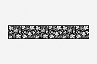 Floral ornament divider drawing, vintage border illustration. Free public domain CC0 image.