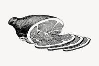 Ham drawing, vintage food illustration vector. Free public domain CC0 image.