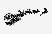 Santa sleigh drawing, vintage Christmas illustration. Free public domain CC0 image.