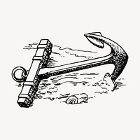 Anchor drawing, vintage object illustration vector. Free public domain CC0 image.