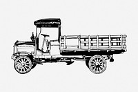 Truck drawing, vintage transportation illustration. Free public domain CC0 image.