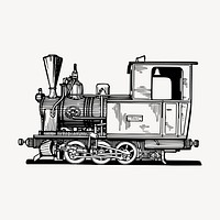 Locomotive train drawing, vintage transportation illustration vector. Free public domain CC0 image.