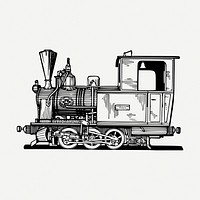 Locomotive train drawing, vintage transportation illustration psd. Free public domain CC0 image.