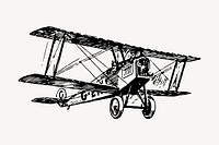 Biplane drawing, vintage vehicle illustration vector. Free public domain CC0 image.