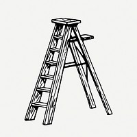 Stepladder drawing, vintage object illustration psd. Free public domain CC0 image.