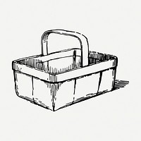 Basket drawing, vintage object illustration psd. Free public domain CC0 image.