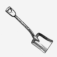 Shovel drawing, vintage object illustration. Free public domain CC0 image.