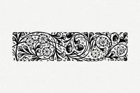 Floral ornament divider drawing, vintage border illustration psd. Free public domain CC0 image.