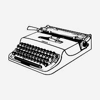 Typewrite drawing, vintage object illustration. Free public domain CC0 image.