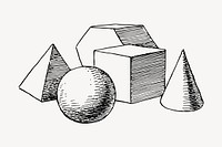 Geometric shapes drawing, vintage illustration vector. Free public domain CC0 image.