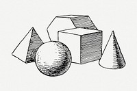 Geometric shapes drawing, vintage illustration psd. Free public domain CC0 image.
