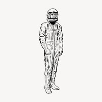 Astronaut in space suit drawing, vintage illustration vector. Free public domain CC0 image.