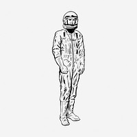 Astronaut in space suit drawing, vintage illustration. Free public domain CC0 image.