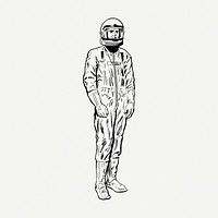 Astronaut in space suit drawing, vintage  illustration psd. Free public domain CC0 image.