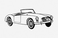 Sports car drawing, vintage vehicle illustration. Free public domain CC0 image.