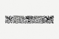 Floral ornament divider drawing, vintage border illustration psd. Free public domain CC0 image.