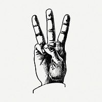 Three-finger salute drawing, protest hand illustration psd. Free public domain CC0 image.