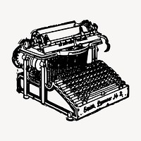 Typewriter drawing, vintage object illustration vector. Free public domain CC0 image.